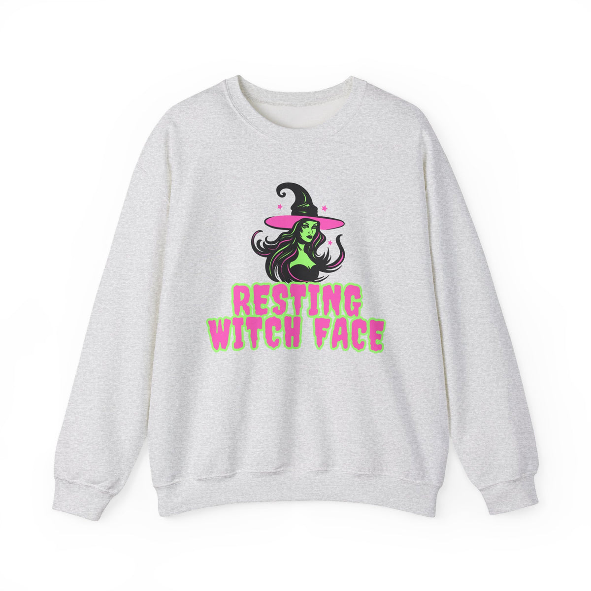 Resting Witch Face Sweatshirt - Neon Green Witch Halloween Crewneck