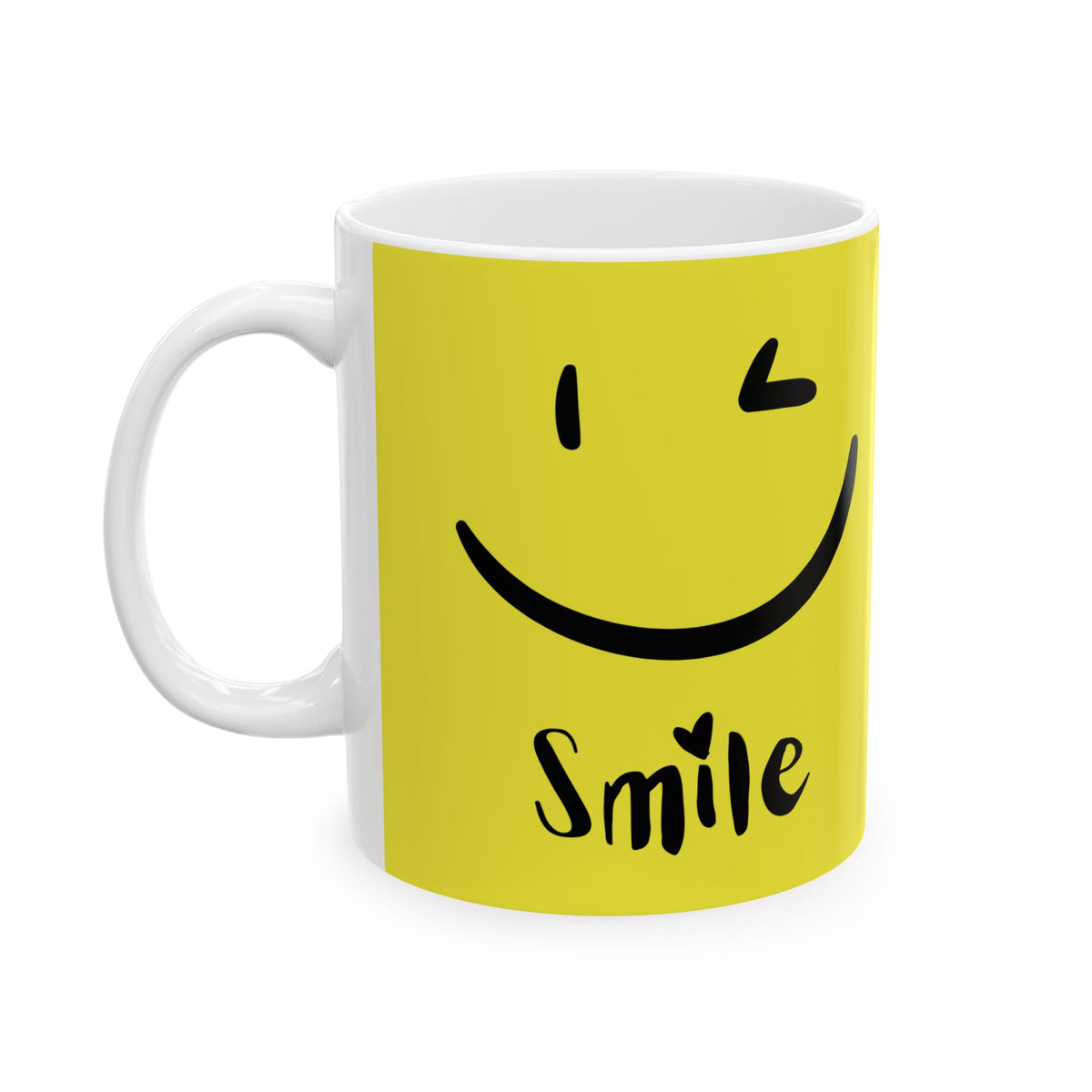 Yellow Smile Ceramic Mug — Happy Face Coffee Cup