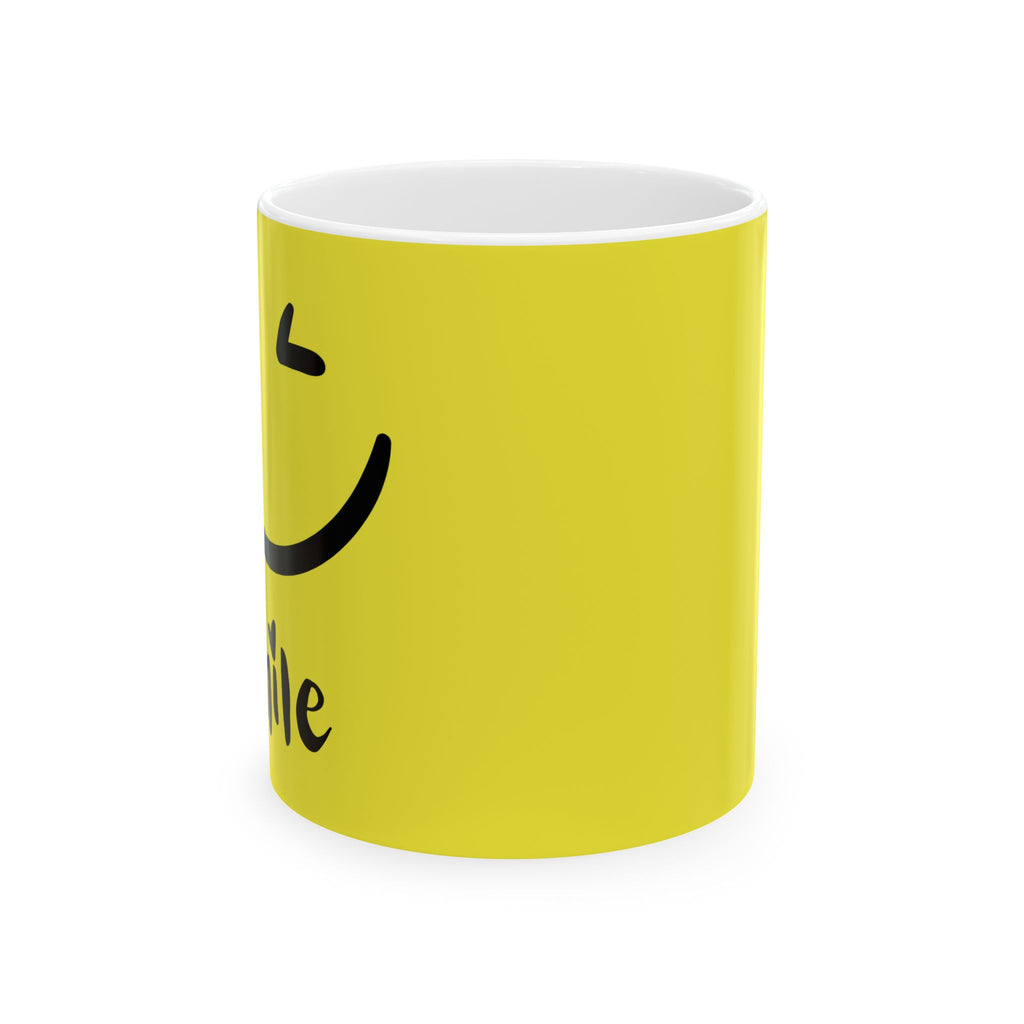 Yellow Smile Ceramic Mug — Happy Face Coffee Cup