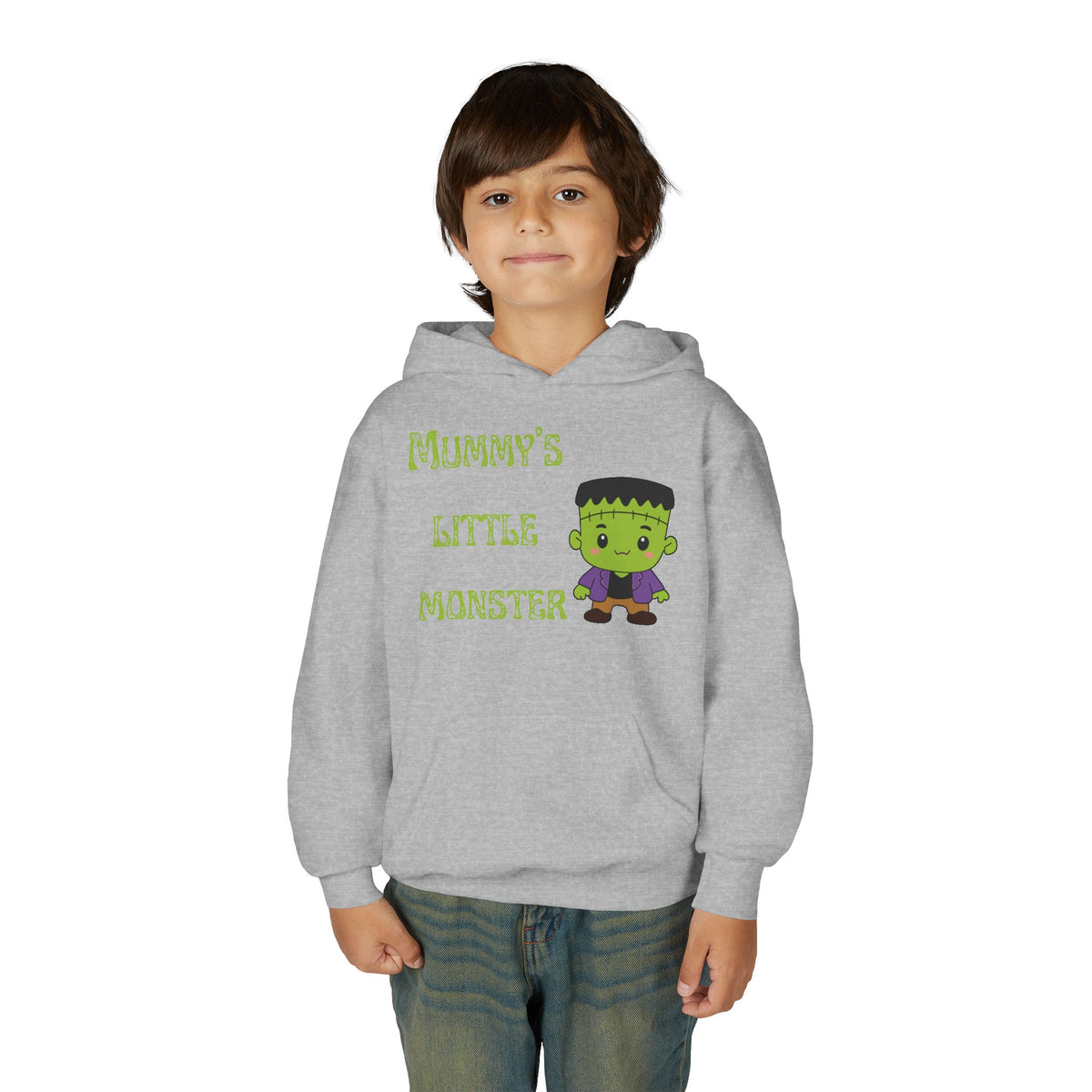 Kids Halloween Hoodie - "Mummy's Little Monster" Cute Frankenstein Sweatshirt