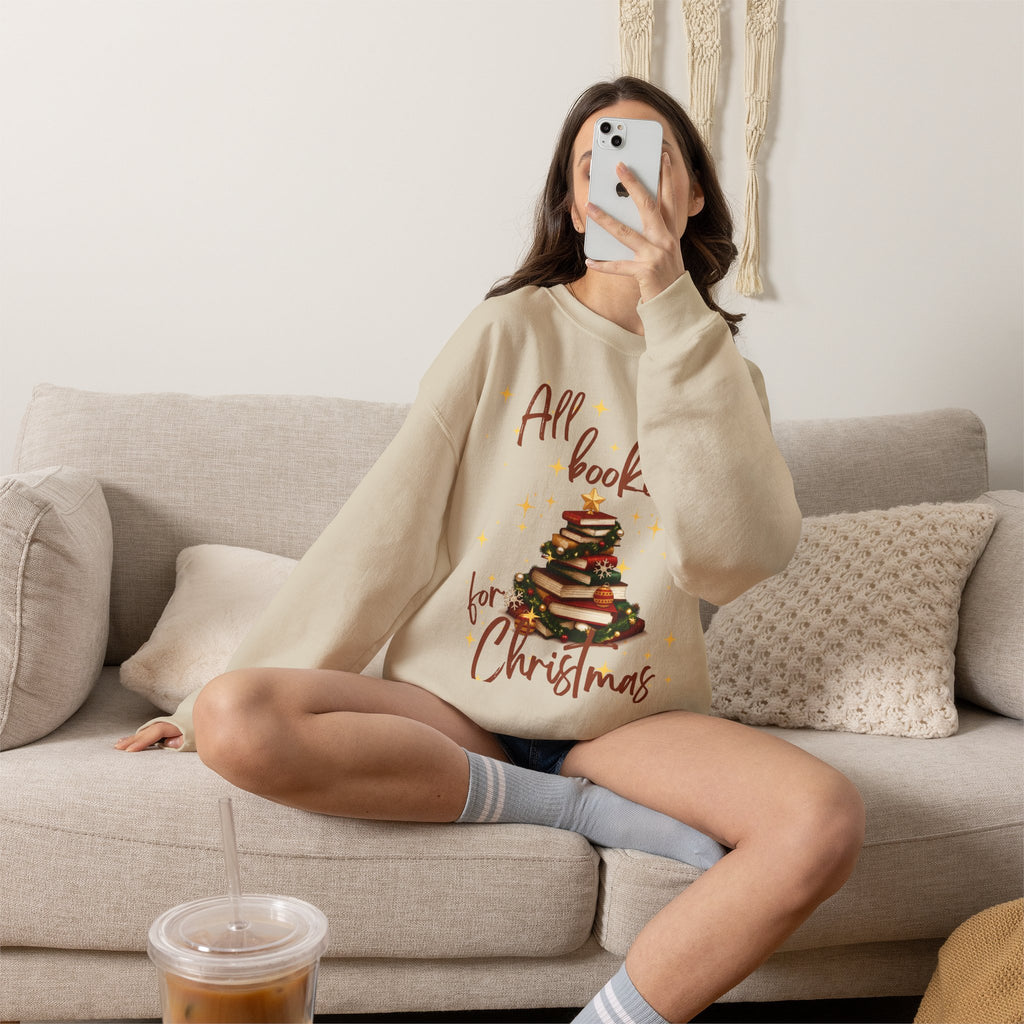 All Booked for Christmas Sweatshirt — Cozy Holiday Booklover Crewneck