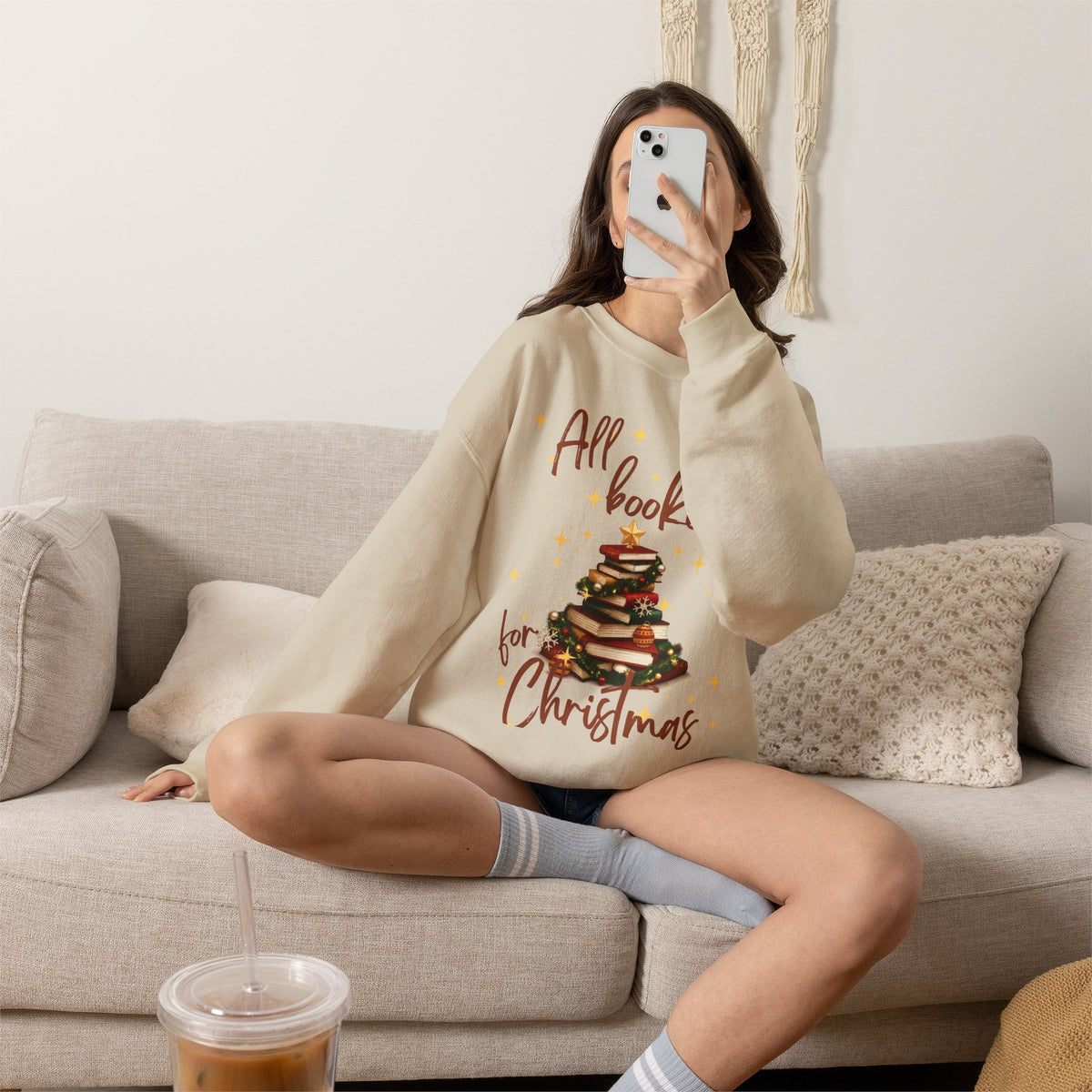 All Booked for Christmas Sweatshirt — Cozy Holiday Booklover Crewneck
