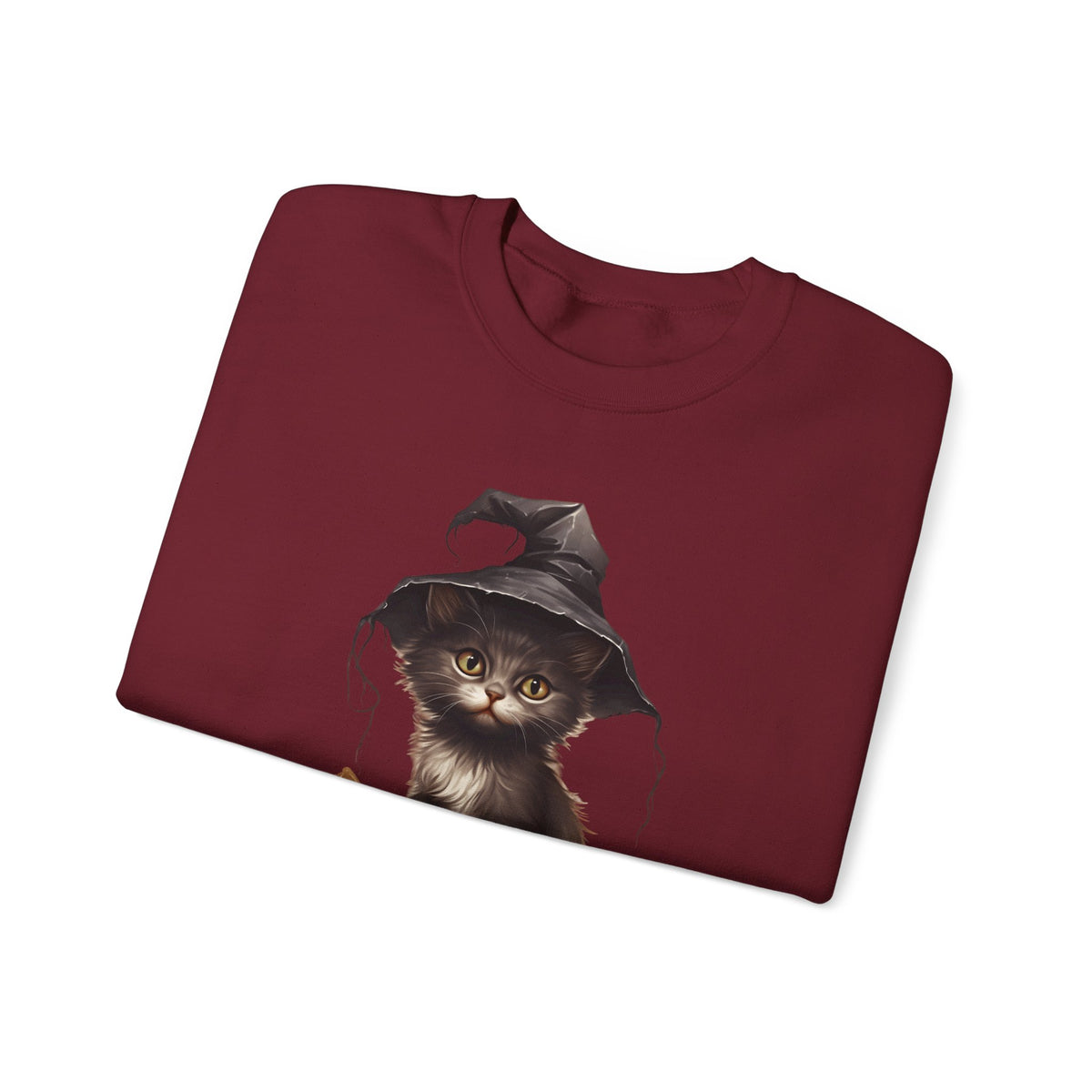 Halloween Witch Cat Sweatshirt — Cute Black Kitten with Jack-O'-Lantern