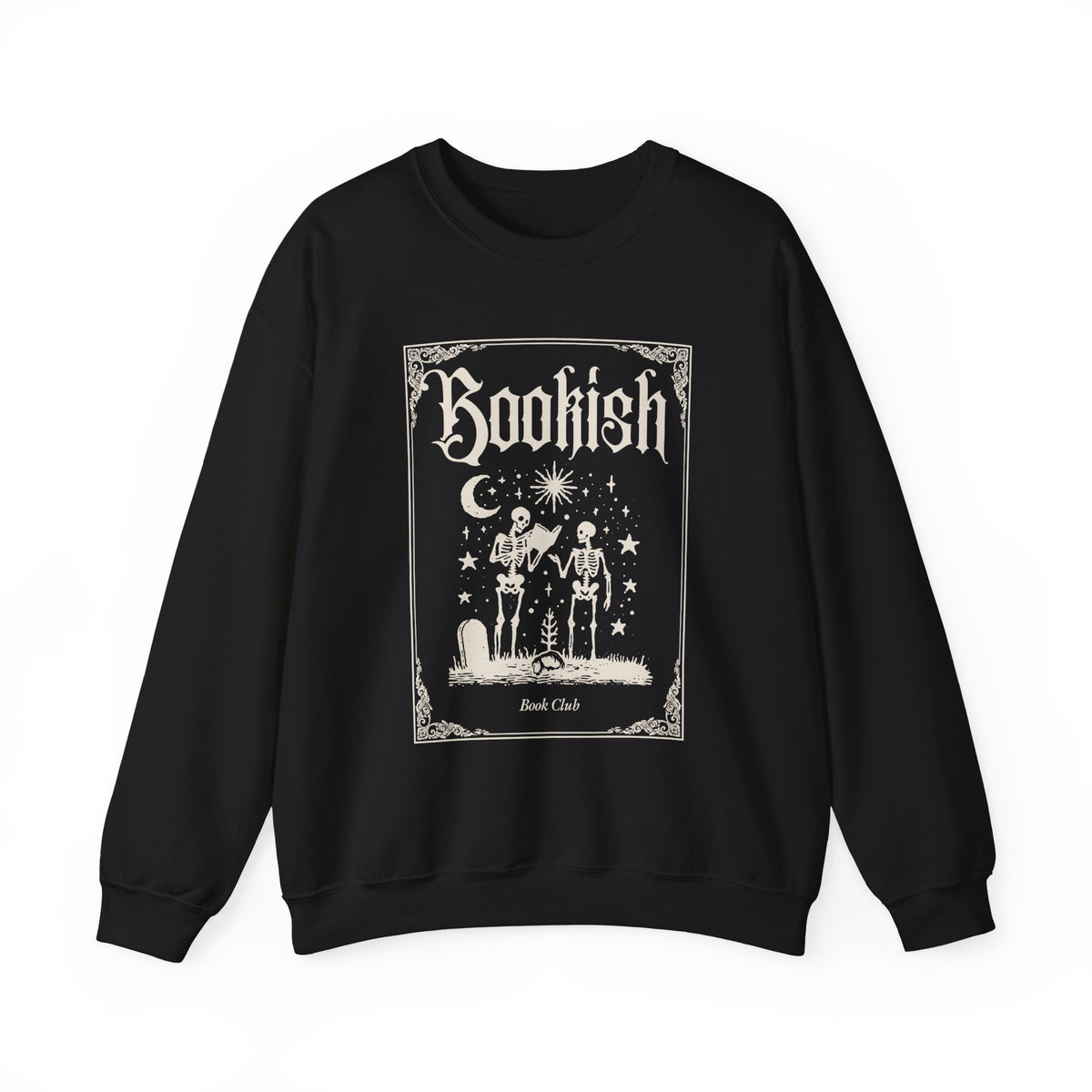 Bookish Bookclub Sweatshirt — Gothic Skeleton Reading Graphic